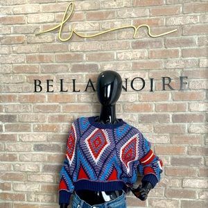 Woven knit tribal sweater.